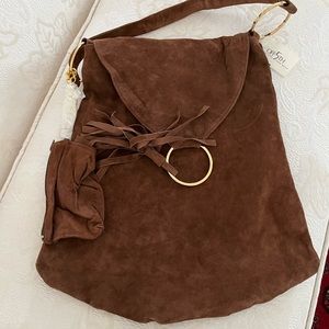 Jasmine Vintage leather and cotton lining with gold accents. NWT